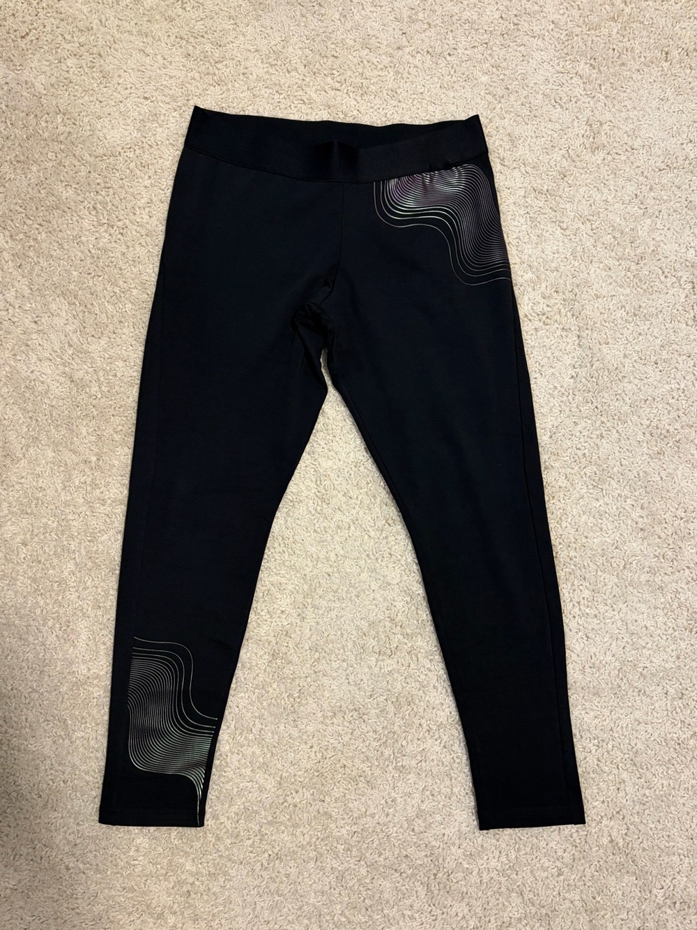 Adidas Black Leggings with Wave Accents